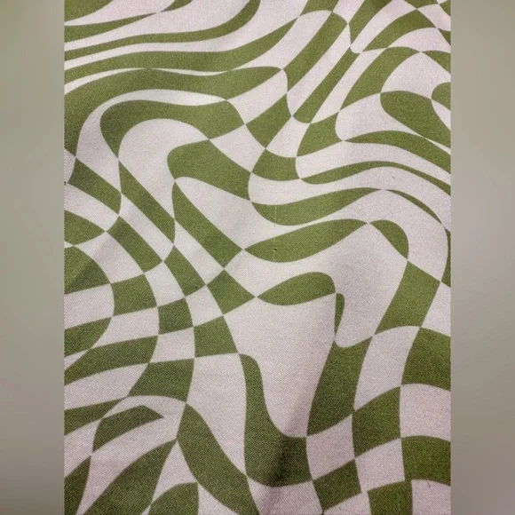 For Love & Lemons Aiko Green Pink Disoriented Checkered Mini Skirt Sz Medium - Picture 13 of 16